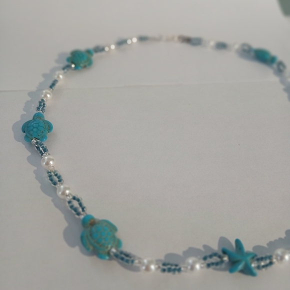 Turquoise Turtle & Starfish Necklace - Picture 2 of 8